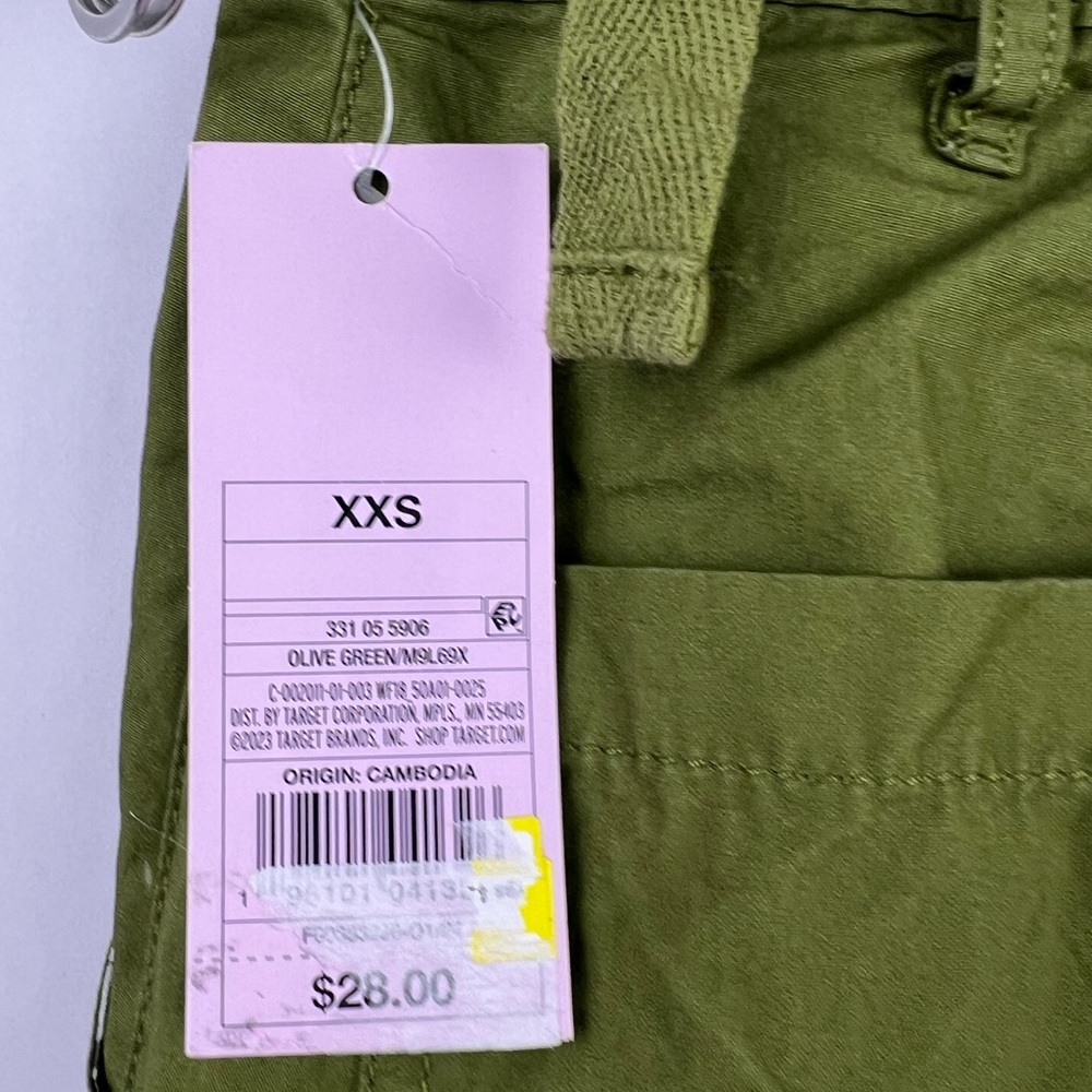 Wild Fable Olive Green Cotton Utility Cargo Skirt XXS Long Midi Pockets D-Ring - Picture 8 of 11